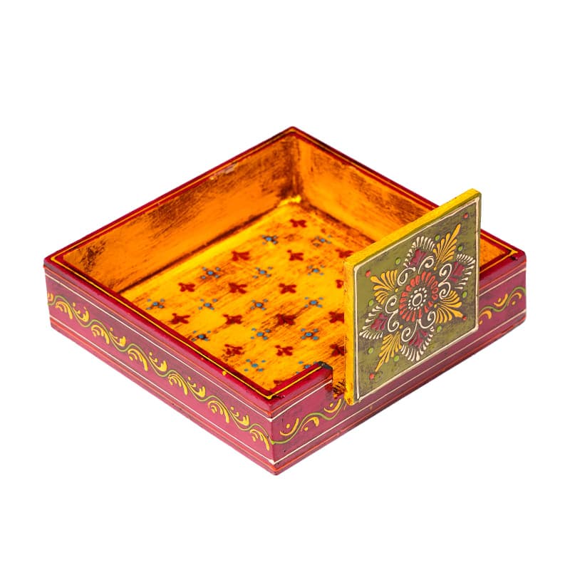 Folk Coaster Set — Pink & Yellow