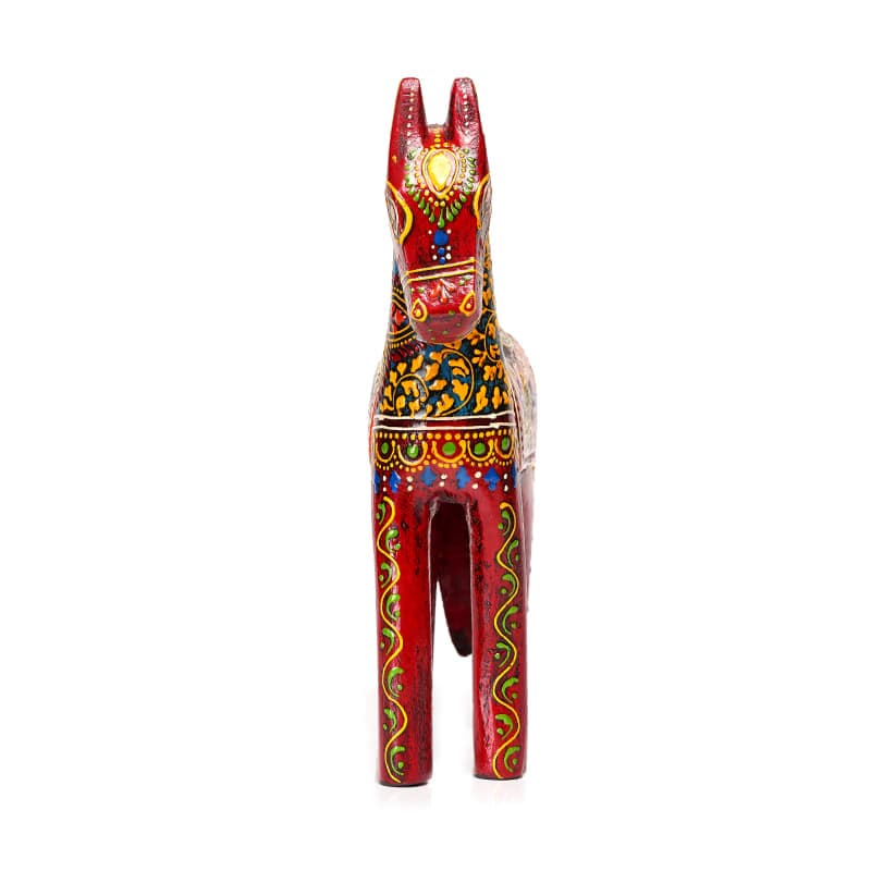 Rajasthan Folk Horse – Handcrafted Wooden Art - Red